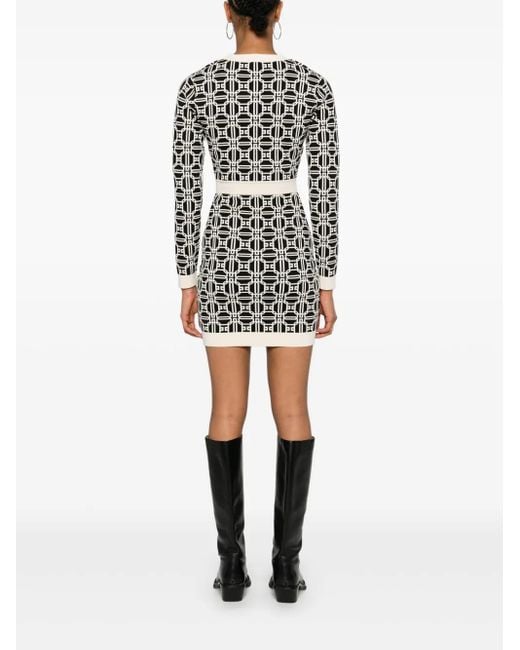 Abito Corto Con Effetto Jacquard di Elisabetta Franchi in White