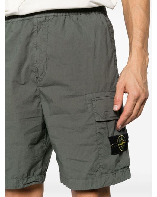 Stone Island Gray Compass-badge Cargo Shorts for men