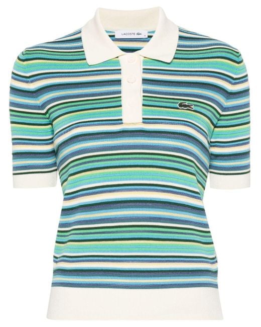 Lacoste Green Striped Ribbed-knit Polo