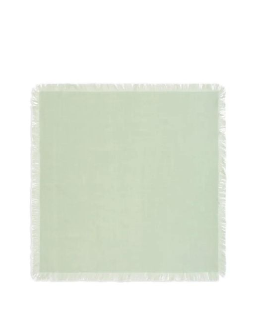 Bompard Green Fringe Twill Square Scarf