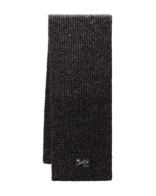 Alexander Wang Black Logo-Label Ribbed-Knit Scarf