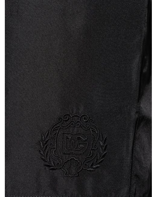 Dolce & Gabbana Gray Logo-Embroidered Swim Shorts for men
