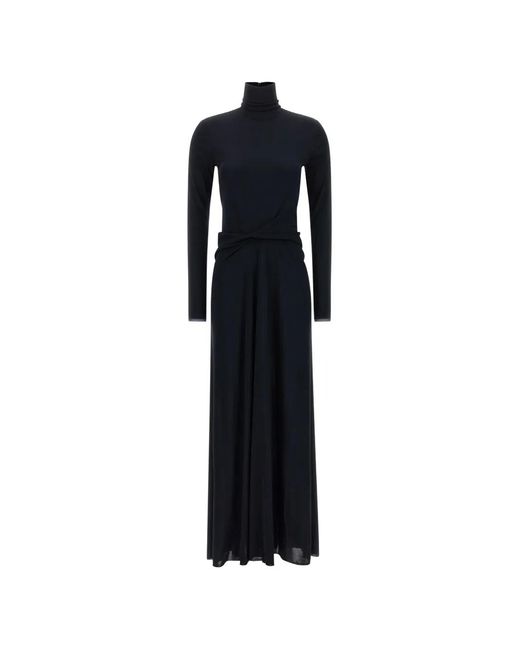 Fabiana Filippi Blue High-Neck Maxi Dress