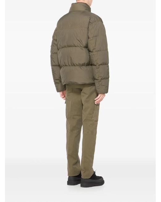 Stone Island Green Boxy Cropped Down Jacket With Signature Patch for men