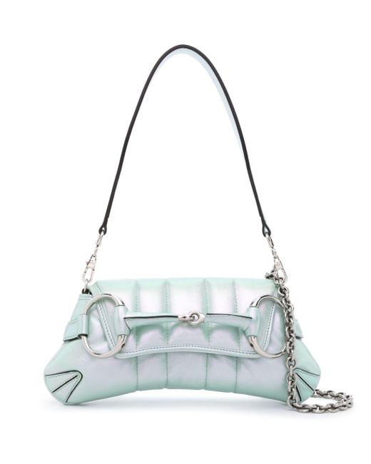 Gucci Blue Small Horsebit Chain Shoulder Bag