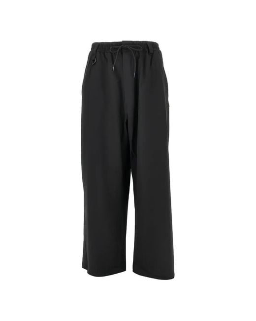 Y-3 Black Drawstring Straight-Leg Trousers for men