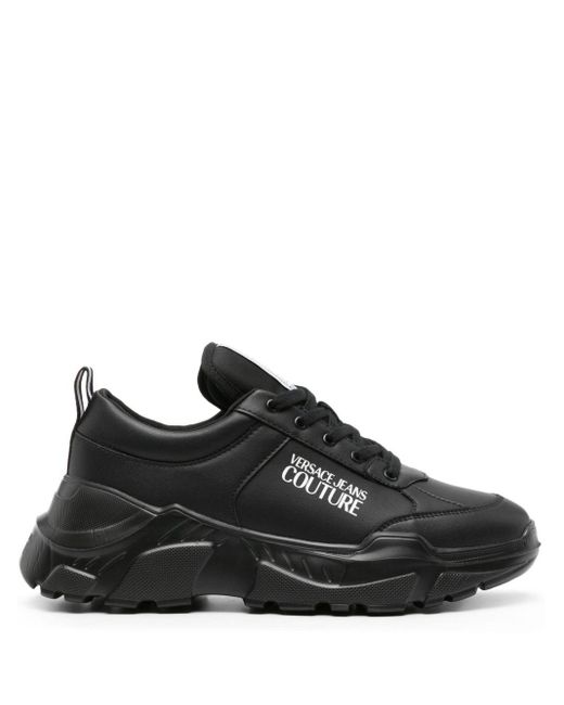 Versace Jeans Couture Black Logo-print Chunky Sneakers for men