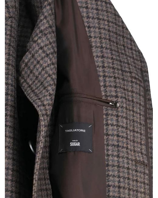 Tagliatore Gray Check Buttoned Coat for men