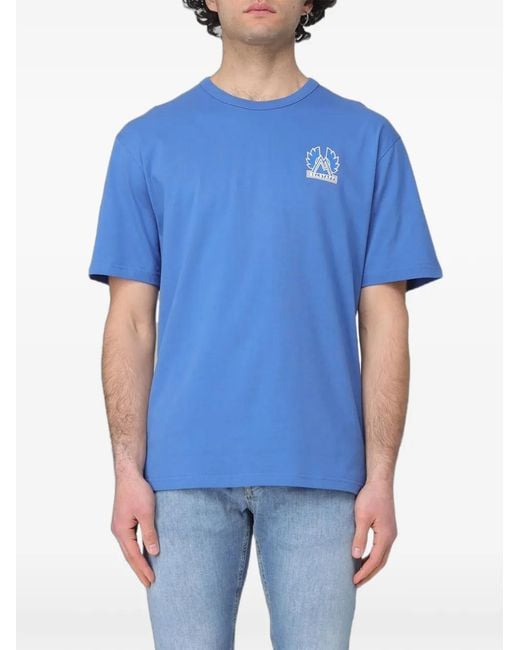 Belstaff Blue Logo-Print Cotton T-Shirt for men