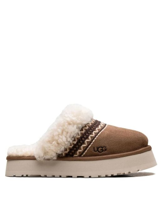 Mules Disquette Atherson En Peau Lainée À Semelle Plateforme Ugg en coloris Brown