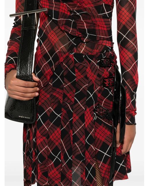 Jean Paul Gaultier Red Plaid-Check Mini Skirt