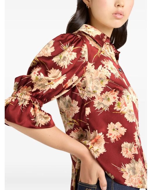 Cinq À Sept Red Mae Bouquet Fiona Shirt
