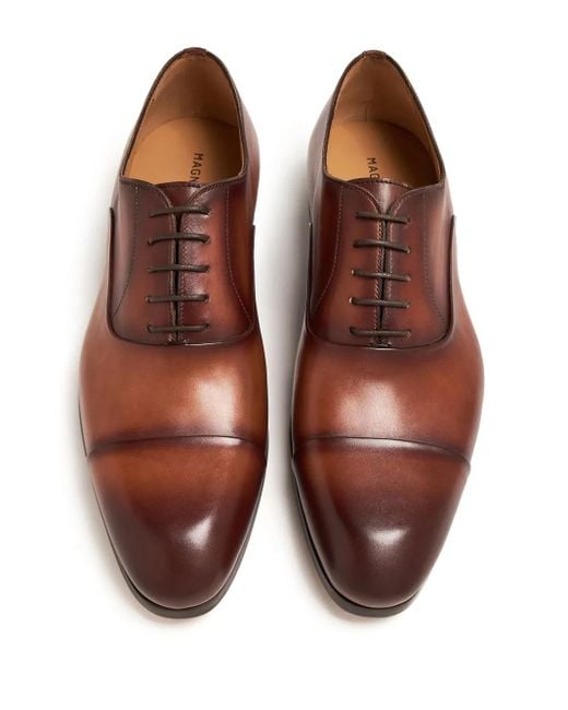 Magnanni Shoes Brown Leather Oxford Shoes for men