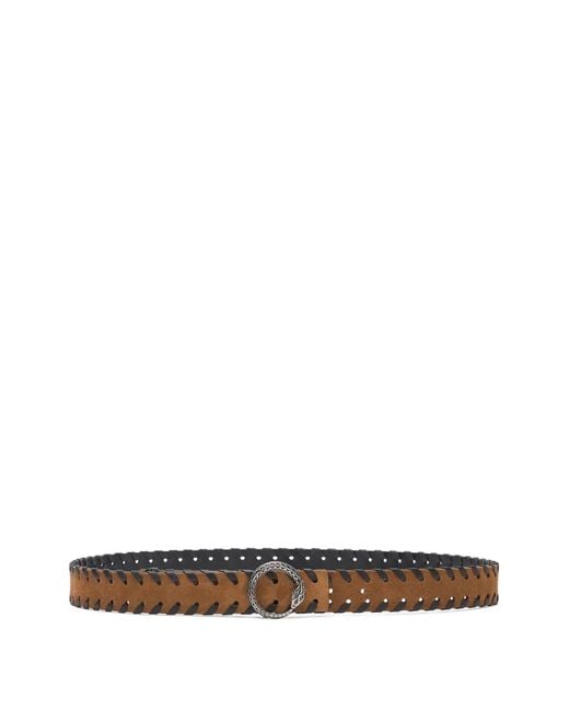 Roberto Cavalli White Whipstitch-Trim Belt for men