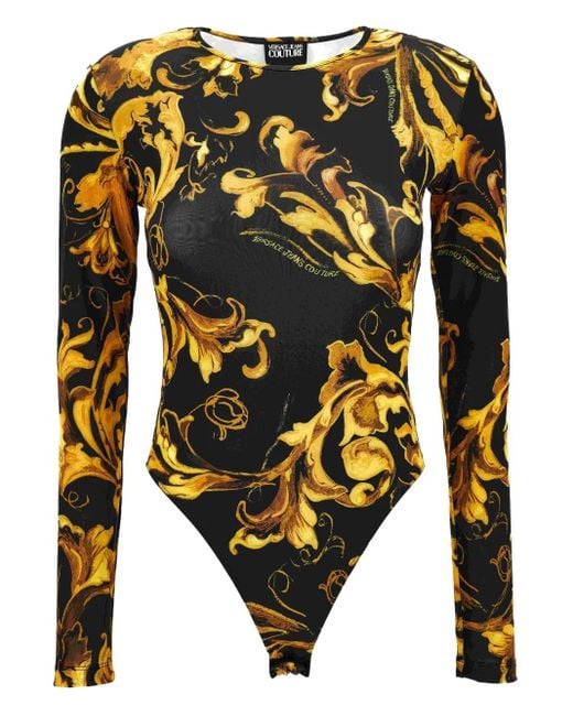 Versace Jeans Couture Yellow Barocco-Print Bodysuit