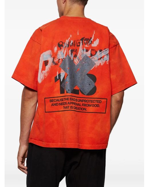 RRR123 Red Graphic-Print T-Shirt for men
