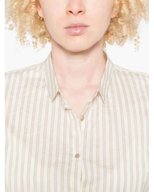 Apuntob White Stripe-Pattern Shirt