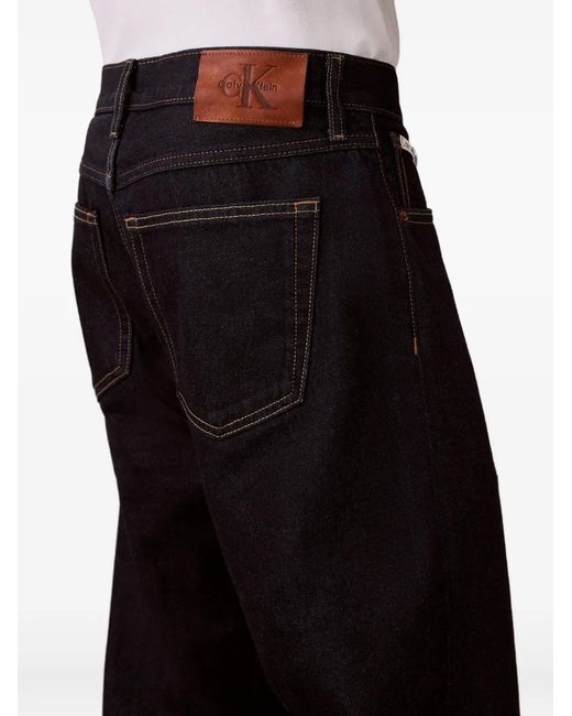 Calvin Klein Black 90's Logo-Patch Straight Jeans for men