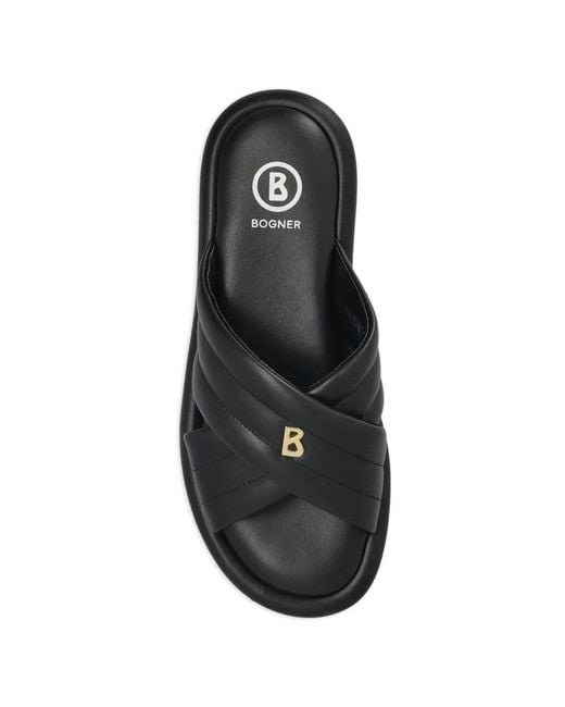 Bogner Black Quilted Crossover Sandals