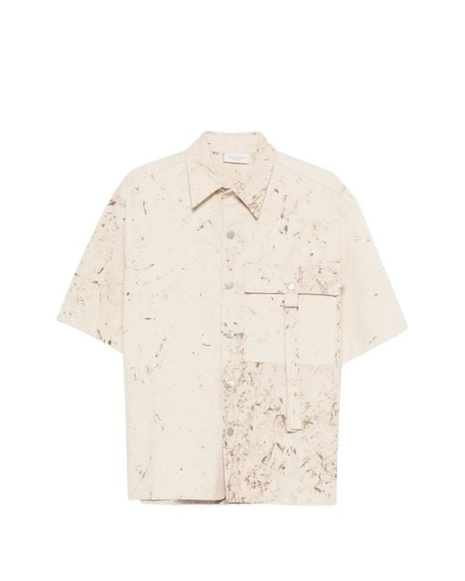 Yes London White Marbled-Print Pocket Shirt for men