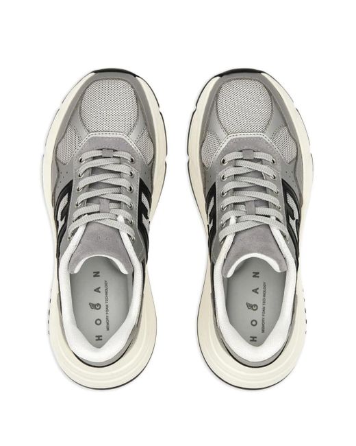 Hogan White Hellgraue Kalbleder-Sneaker