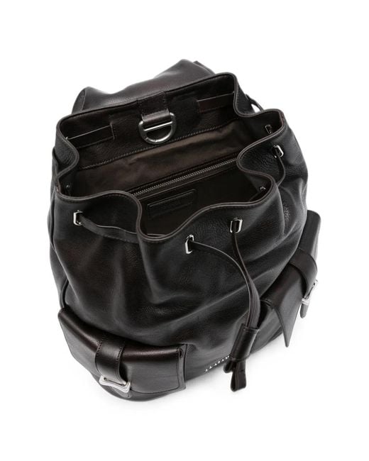 Orciani Black Jones Lagoon Leather Backpack for men