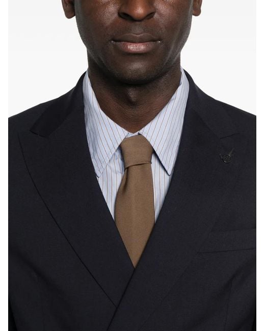 Paoloni Blue Double-Breasted Suit for men