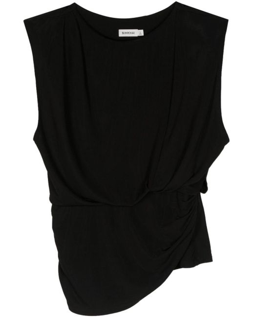 Jonathan Simkhai Black Daton Draped Top