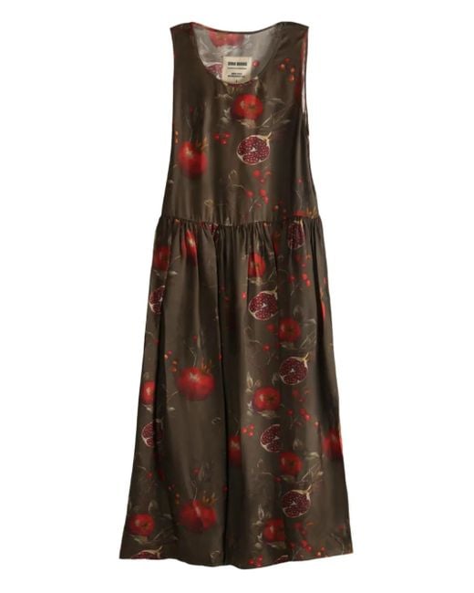 Ardal pomegranate-print smock dress Uma Wang de color Brown