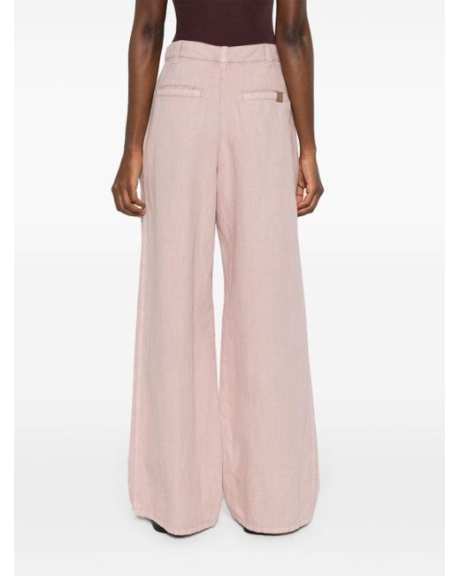 Brunello Cucinelli Pink Pleated Straight Trousers