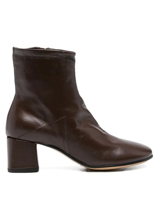 Pomme D ́Or Brown 65Mm Block-Heel Leather Ankle Boots