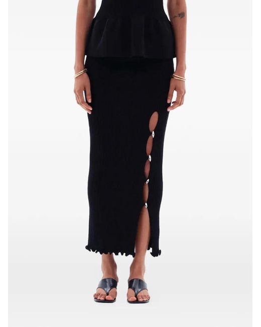 Yuzefi Black Iralyn Ribbed Maxi Skirt