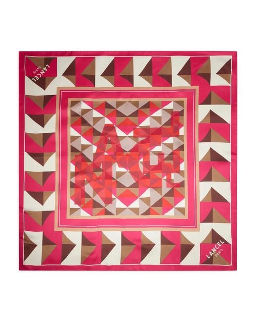 Lancel Red Labyrinth Silk Scarf