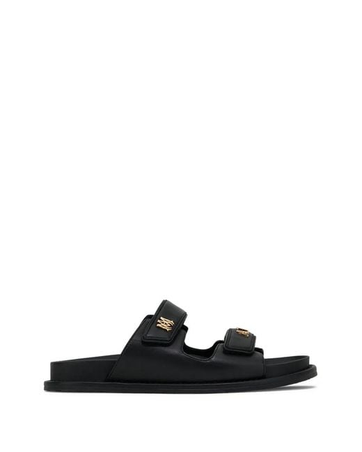 Amiri Black Boardwalk Logo-Plaque Sandals