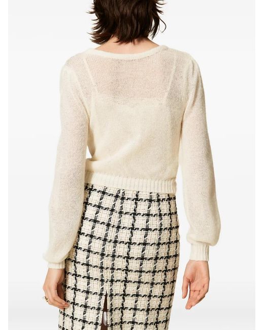 Twinset White Dual-Use Knit Shrug With Criss-Cross