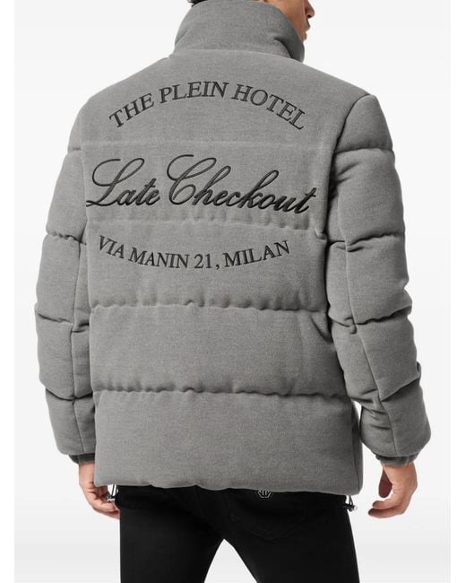 Philipp Plein Gray Quilted Puffer Jacket for men