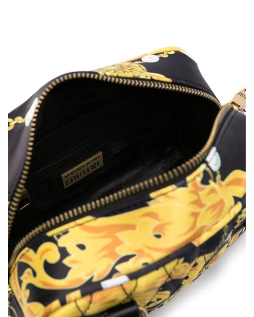 Versace Jeans Couture Black Baroque-Print Tote Bag