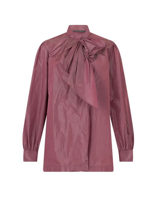 Alberta Ferretti Purple Pussy-Bow Long-Sleeved Shirt