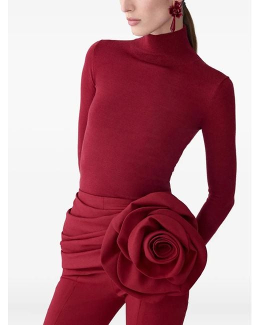 Pantalon À Appliqué Floral Carolina Herrera en coloris Red