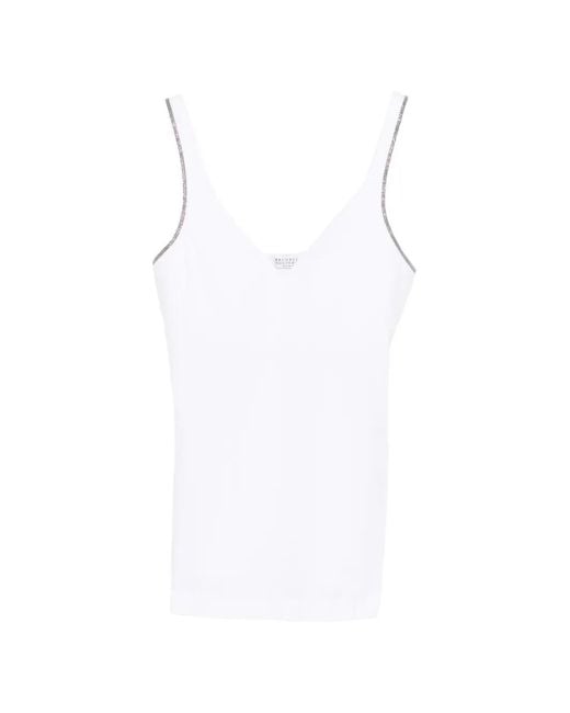 Brunello Cucinelli White V-Neck Vest