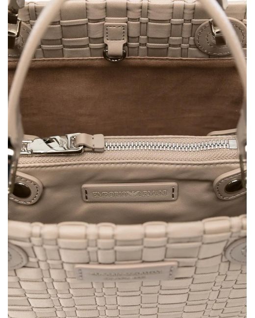 Emporio Armani Natural Woven Top Handle Tote Bag