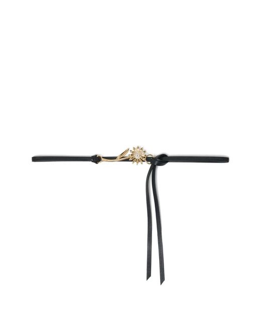 Maje White Flower-Detail Leather Belt