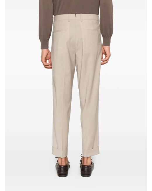 Berwich White Chiaia Pleated Cuffed Trousers for men