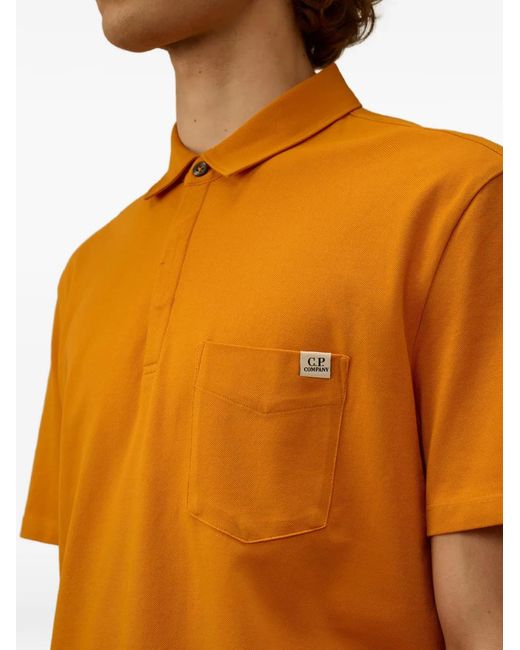 C P Company Orange Polo À Poche Poitrine for men