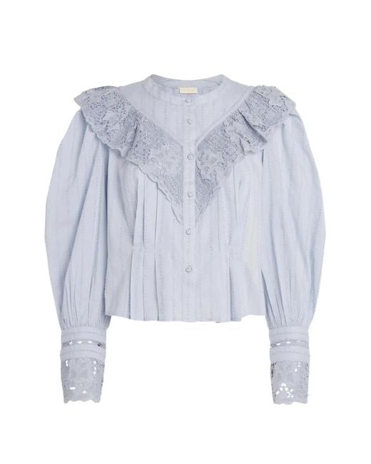Ulla Johnson Blue Cybil Long-Sleeve Blouse
