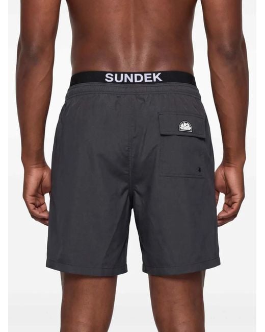 Sundek Black Short De Bain À Taille Logo for men