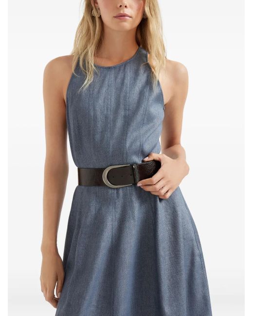 Brunello Cucinelli Blue Crepe Maxi Dress