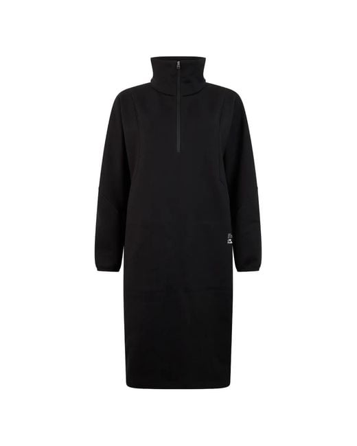 Herno Black Quarter-Zip Long-Sleeve Midi Dress