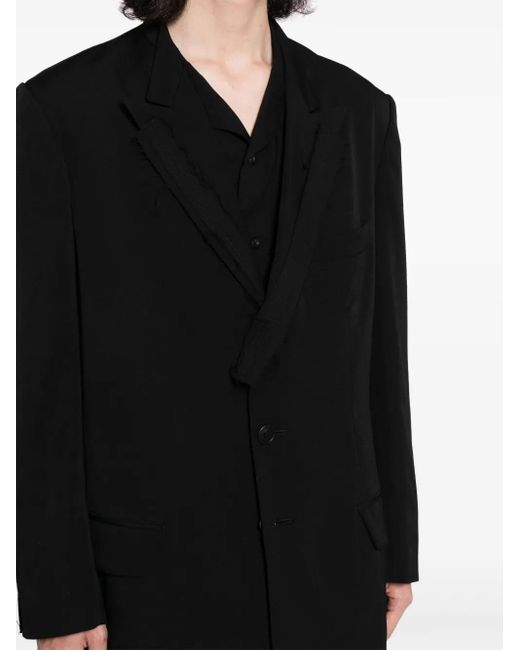 Yohji Yamamoto Black Single-Breasted Wool Jacket for men