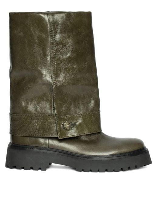 Zadig Voltaire Women's Green Angie Fold-Over Leather Boots